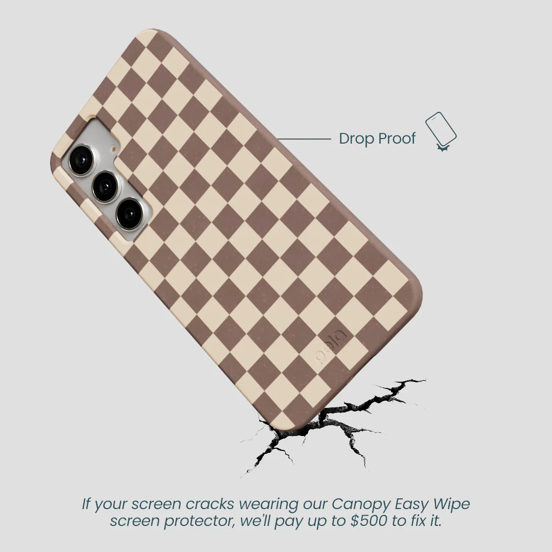 Chocolate Brown Latte Check Samsung Galaxy S25+(Plus) Case - Image 5