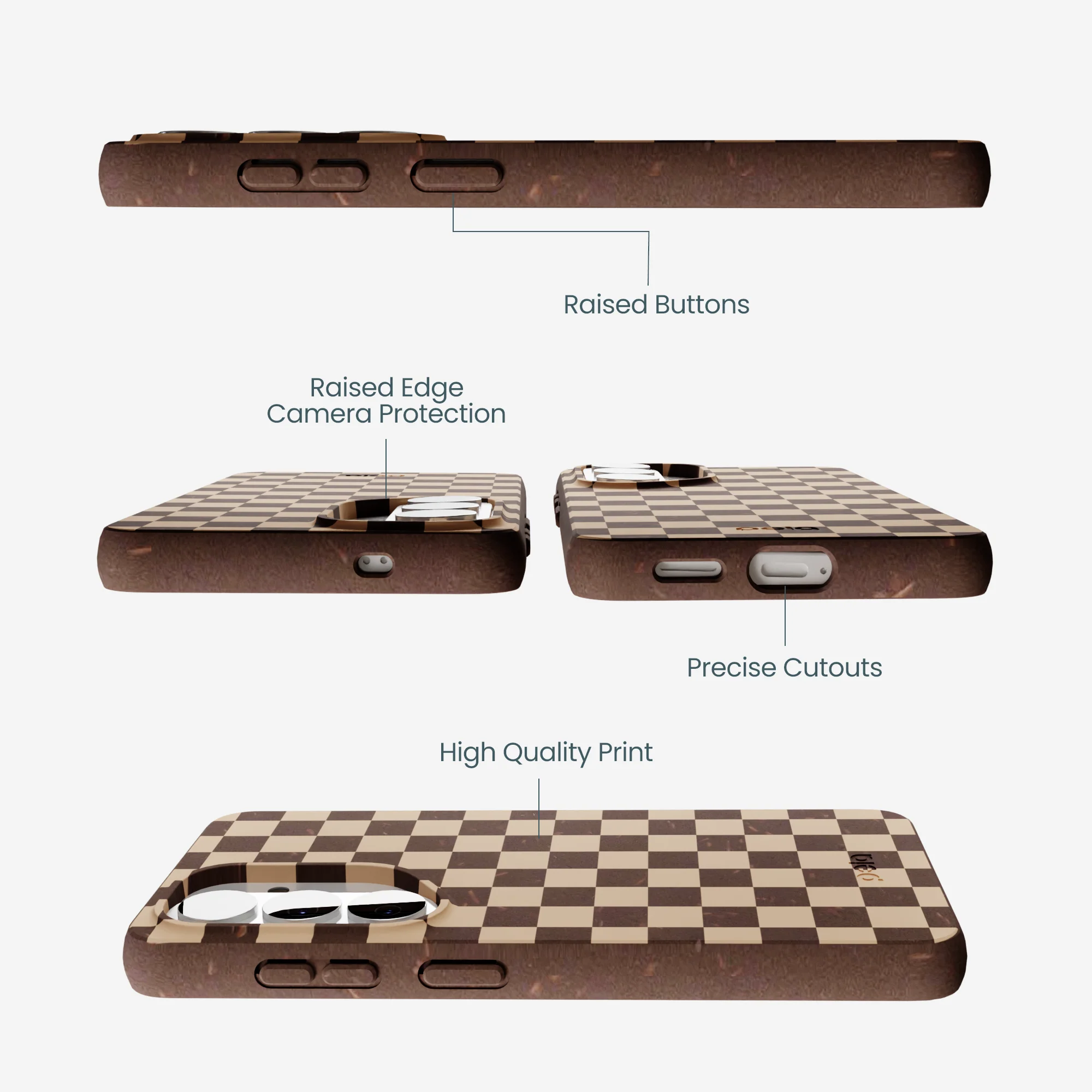 Chocolate Brown Latte Check Samsung Galaxy S26 Case - Image 3