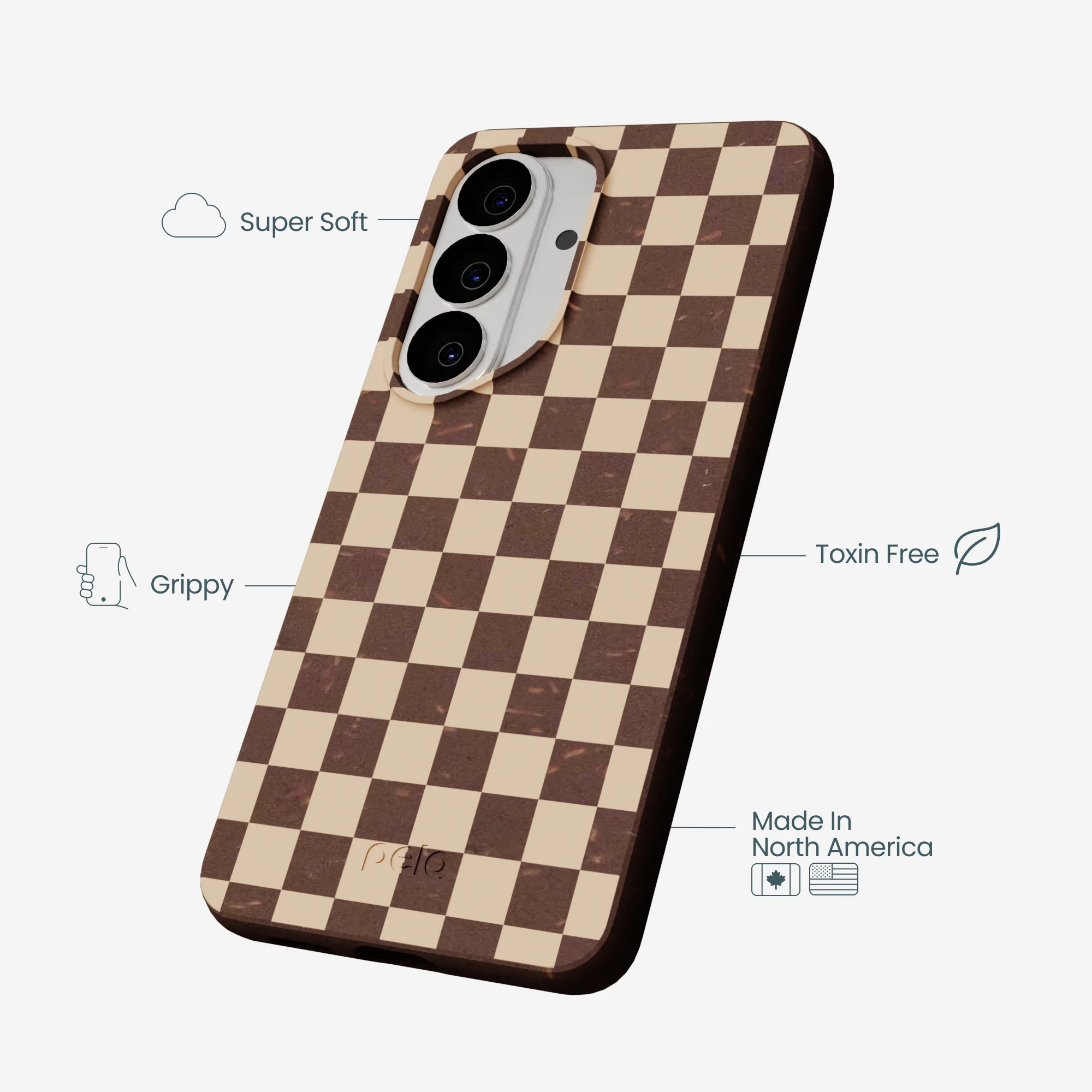 Chocolate Brown Latte Check Samsung Galaxy S26 Case - Image 4