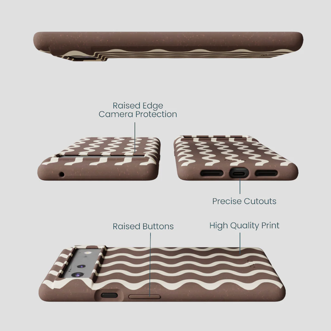 Chocolate Brown Latte Waves Google Pixel 6a Case - Image 3