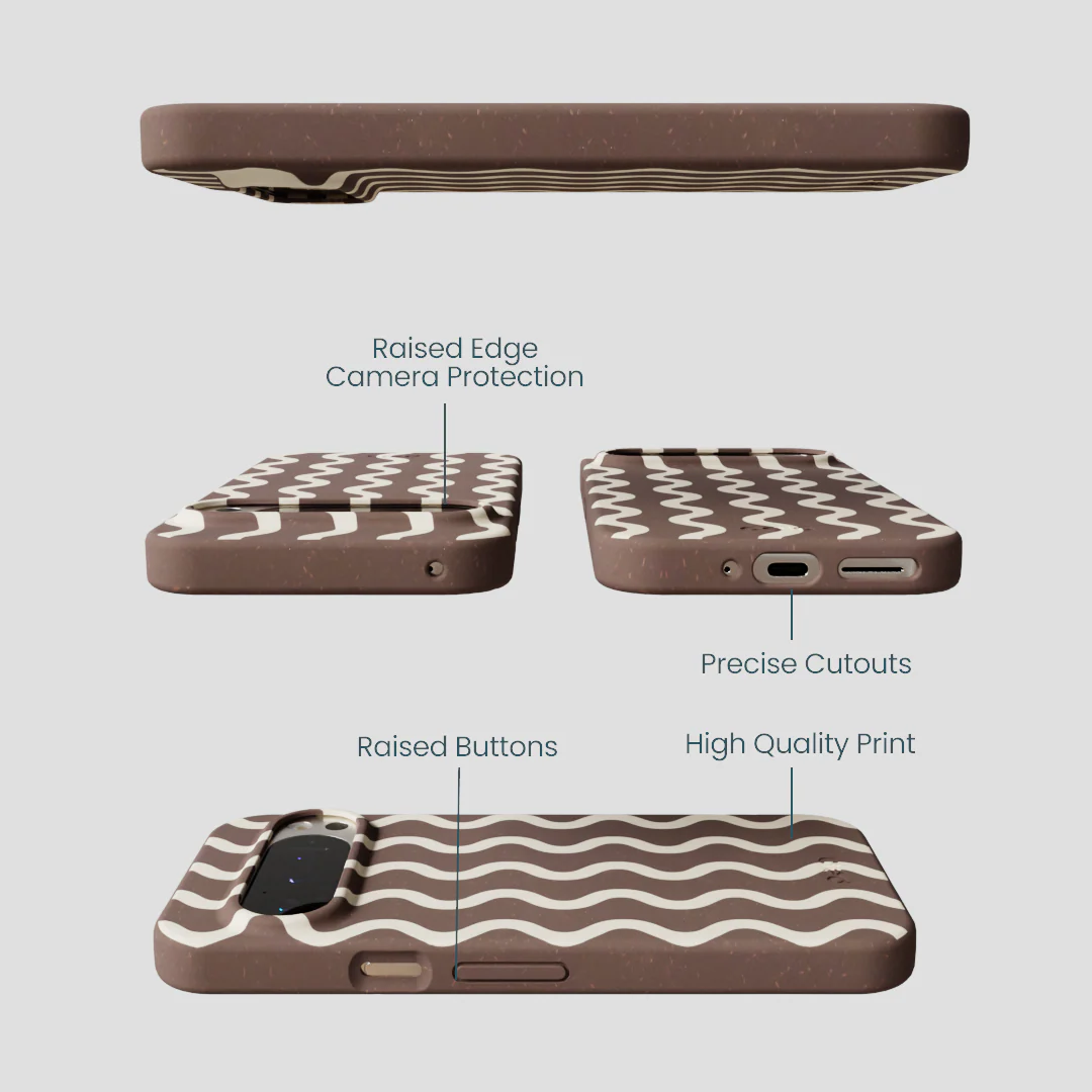 Chocolate Brown Latte Waves Google Pixel 9/9 Pro Case - Image 3