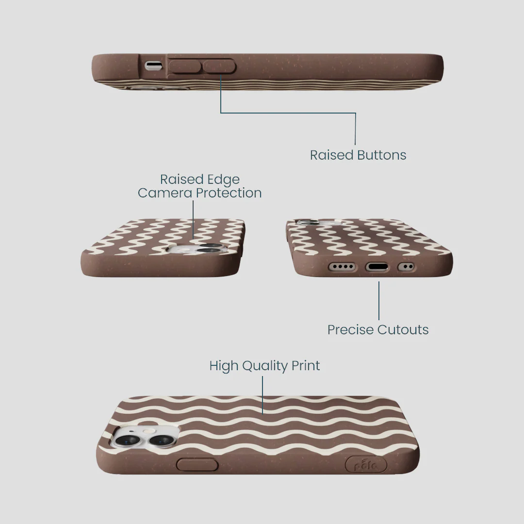 Chocolate Brown Latte Waves iPhone 12 Mini Case - Image 3