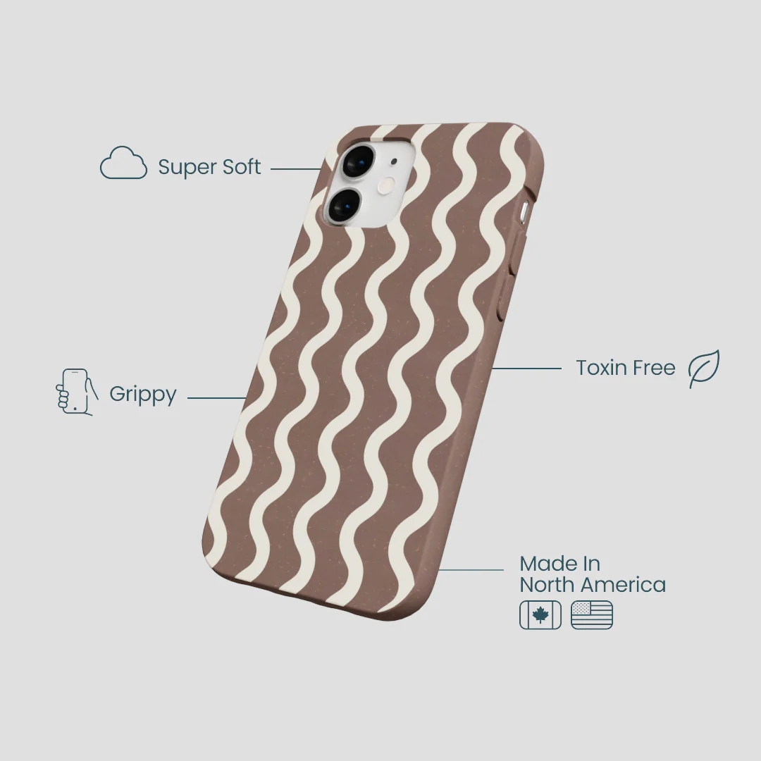 Chocolate Brown Latte Waves iPhone 12 Mini Case - Image 4