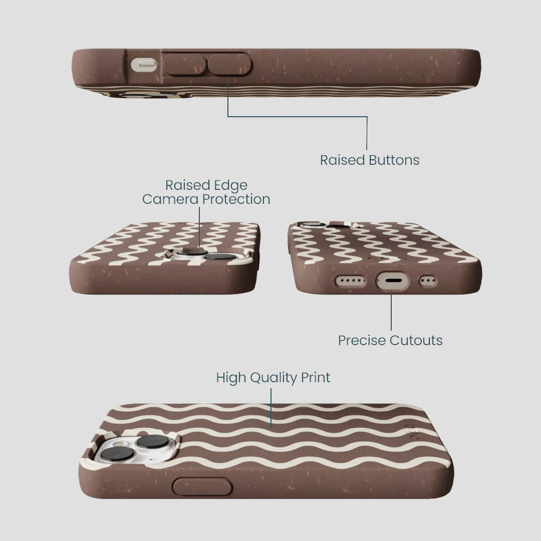 Chocolate Brown Latte Waves iPhone 13 Case - Image 3