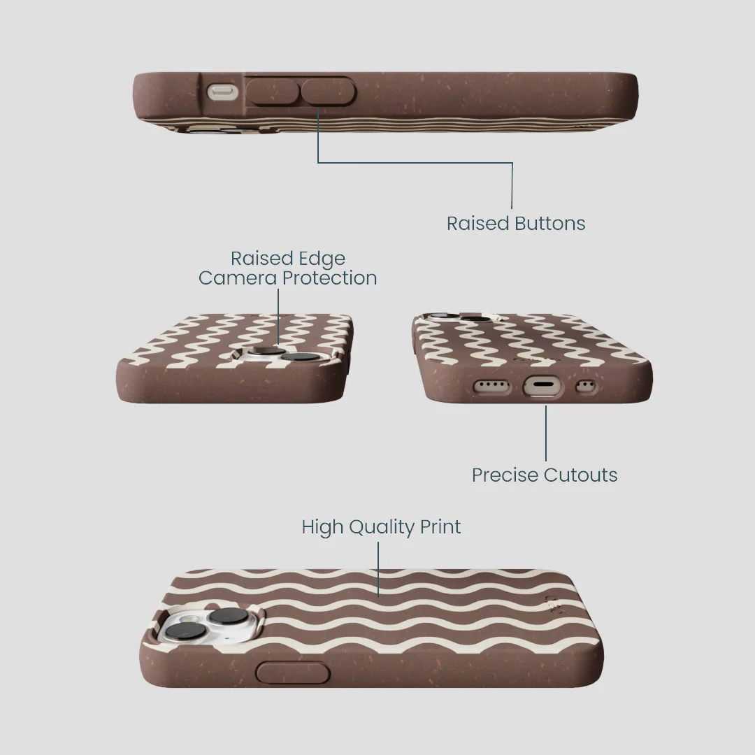 Chocolate Brown Latte Waves iPhone 13 Mini Case - Image 3