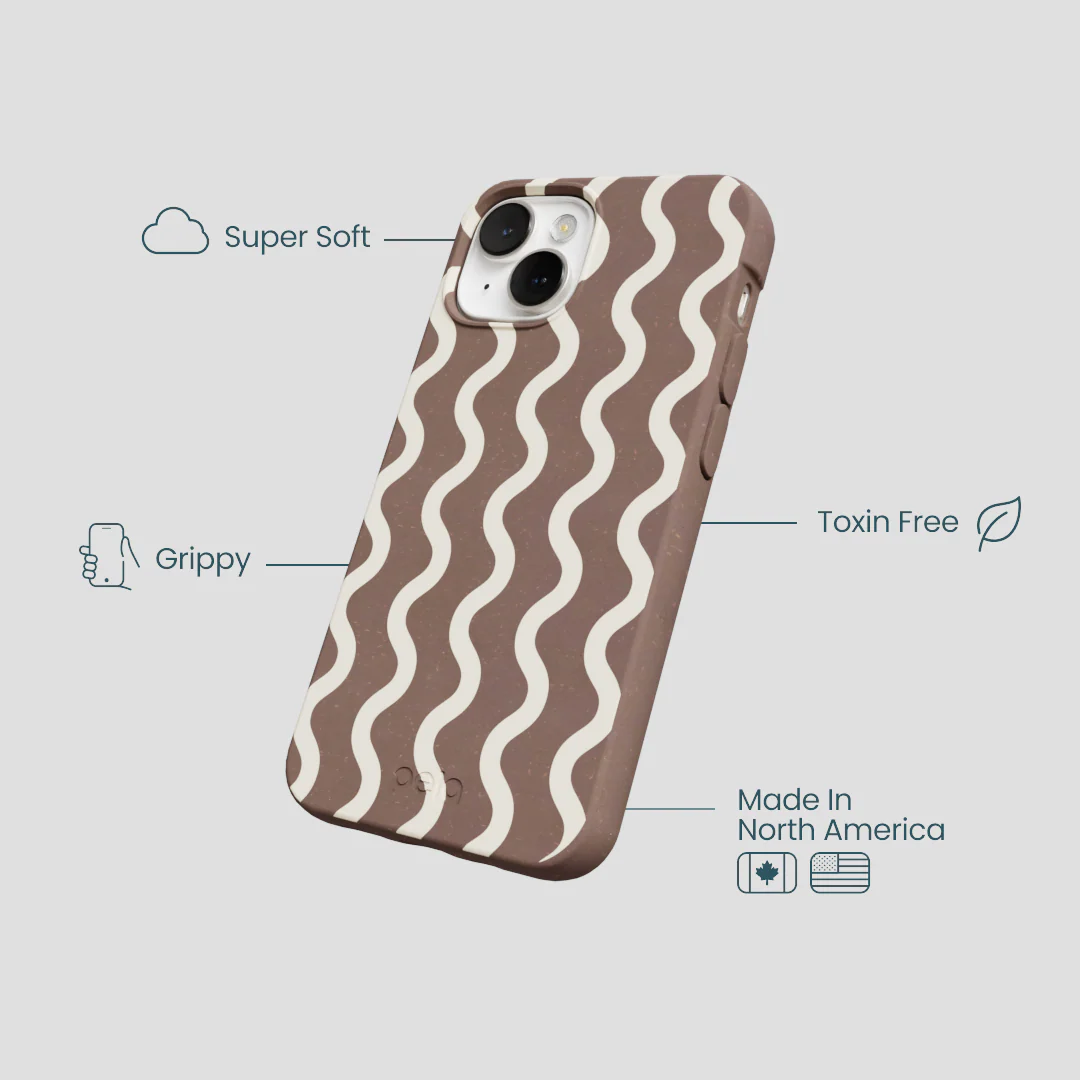 Chocolate Brown Latte Waves iPhone 13 Mini Case - Image 4