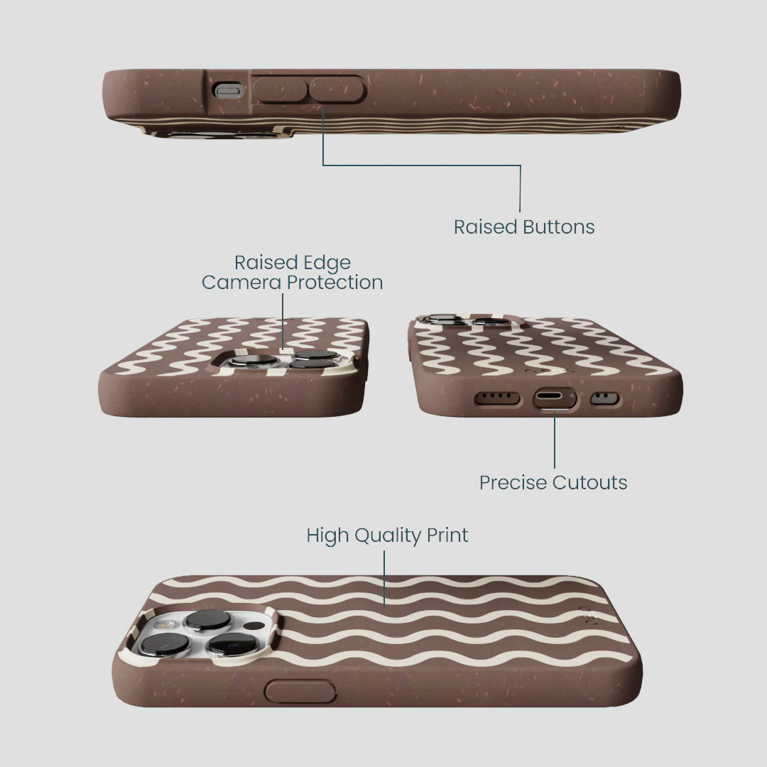 Chocolate Brown Latte Waves iPhone 13 Pro Case - Image 3