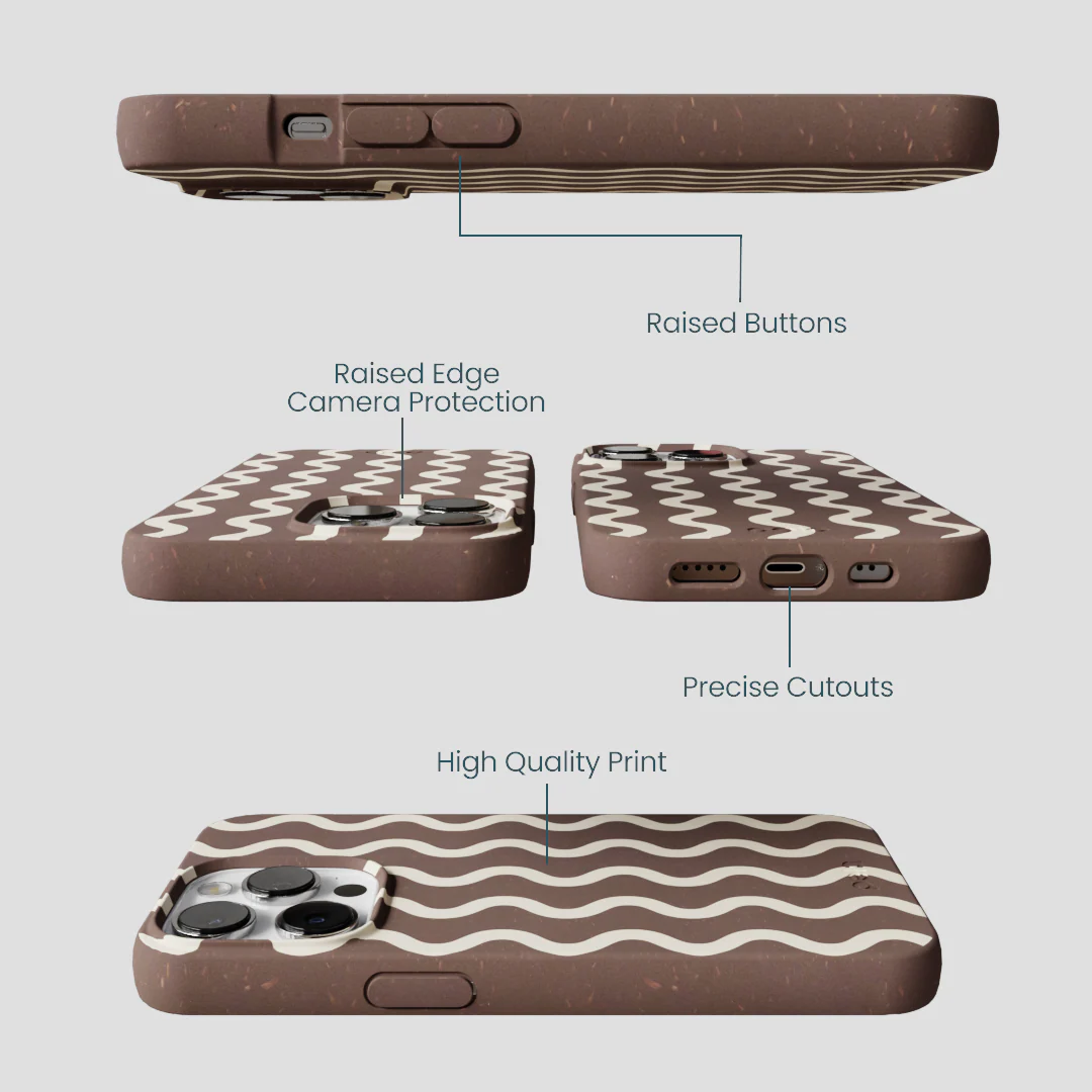 Chocolate Brown Latte Waves iPhone 13 Pro Max Case - Image 3