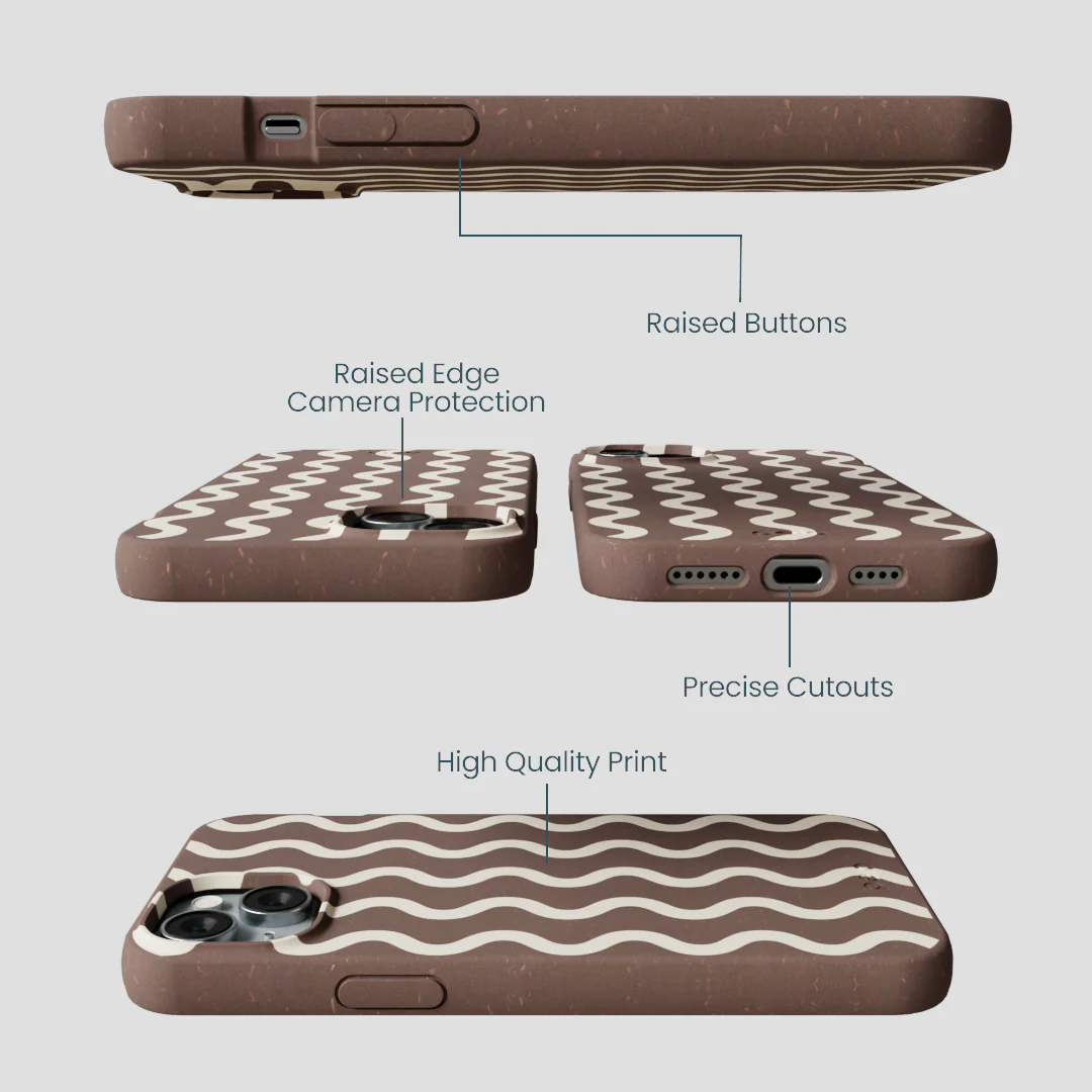 Chocolate Brown Latte Waves iPhone 14 Plus Case - Image 3