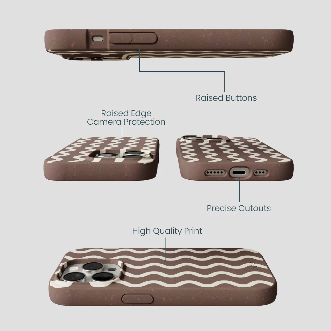 Chocolate Brown Latte Waves iPhone 14 Pro Case - Image 3