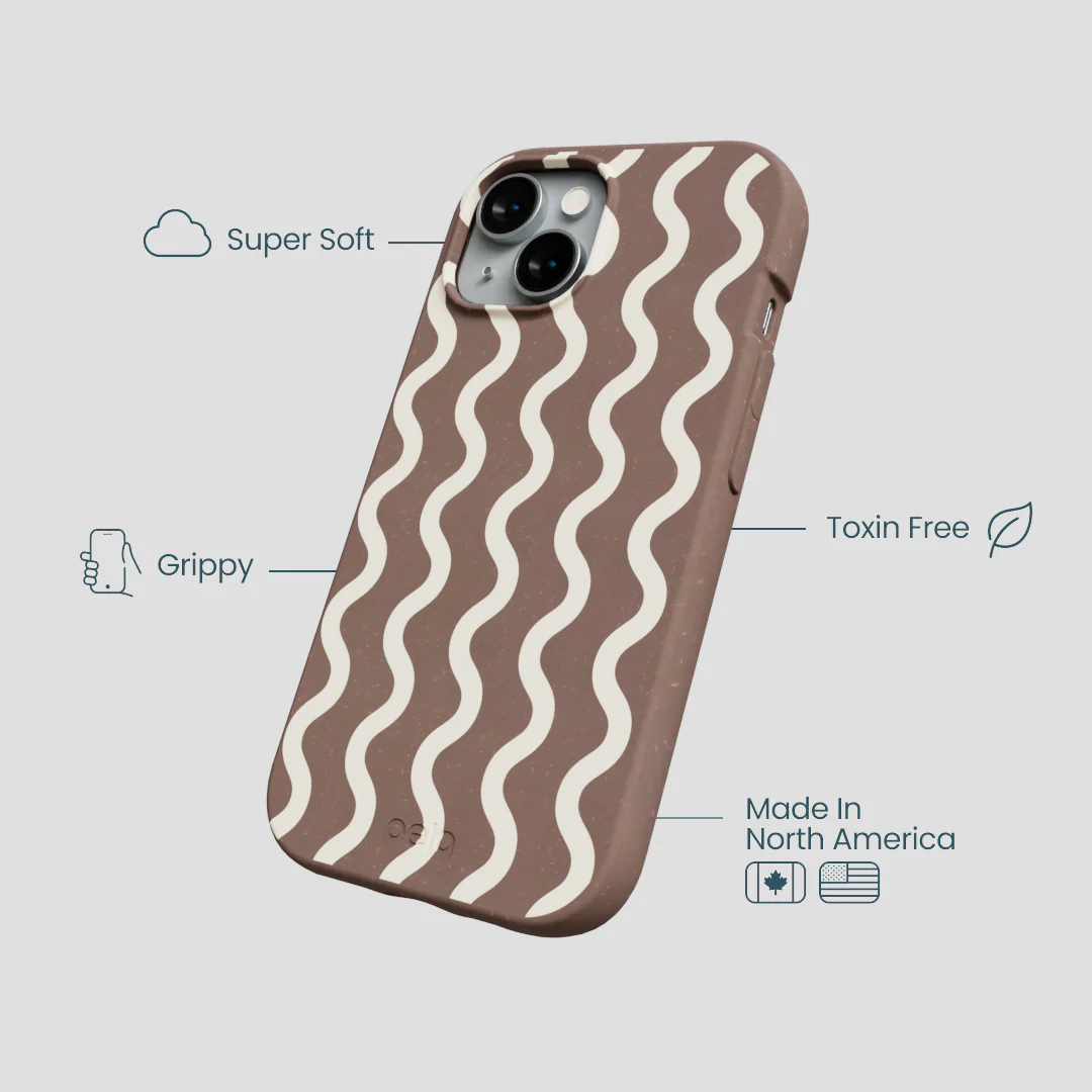 Chocolate Brown Latte Waves iPhone 15 Case - Image 4