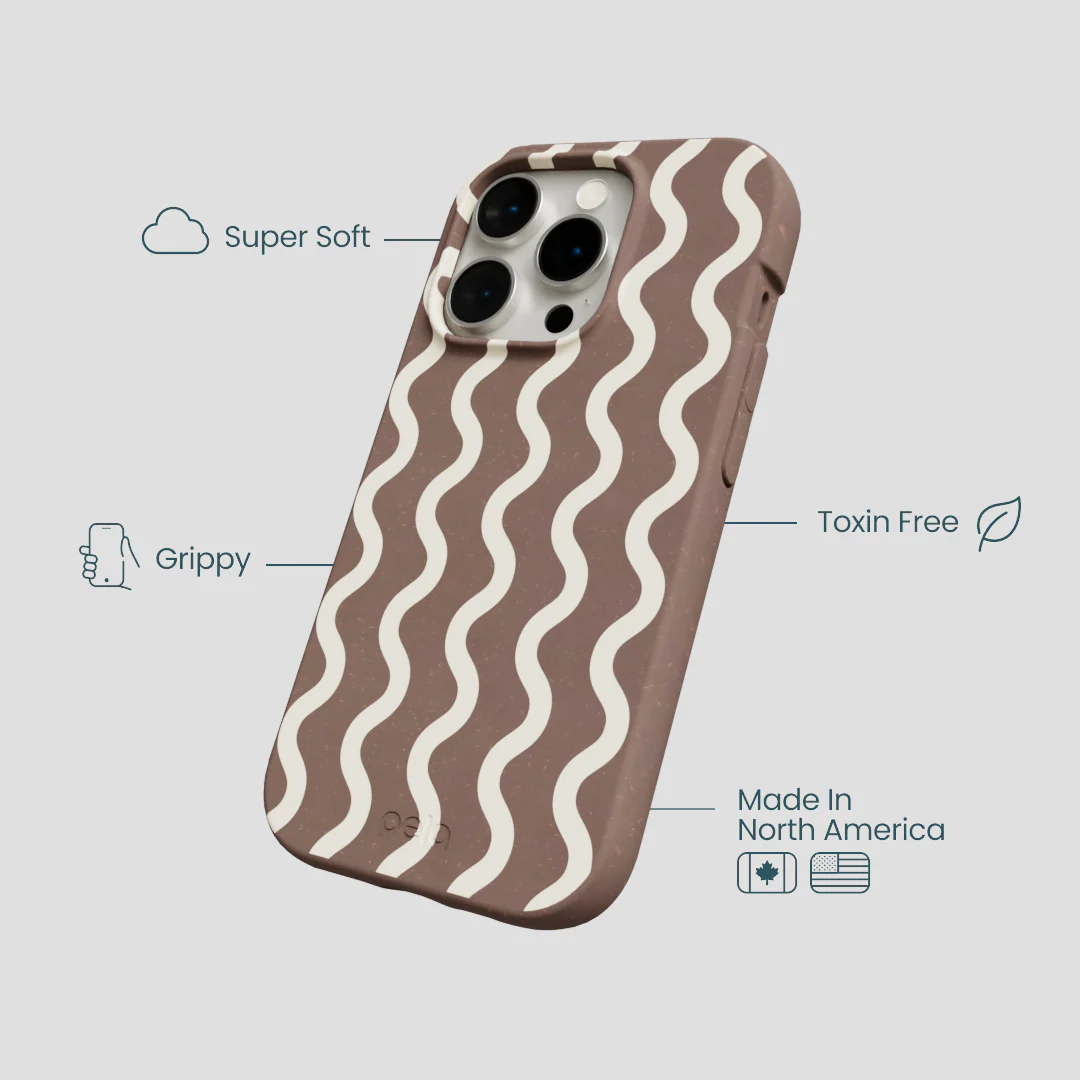 Chocolate Brown Latte Waves iPhone 15 Pro Case - Image 4