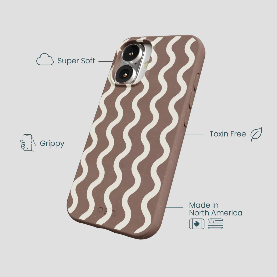 Chocolate Brown Latte Waves iPhone 16 Case - Image 4