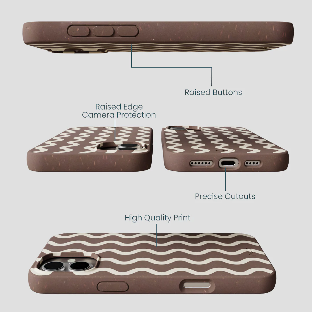 Chocolate Brown Latte Waves iPhone 16 Plus Case - Image 3