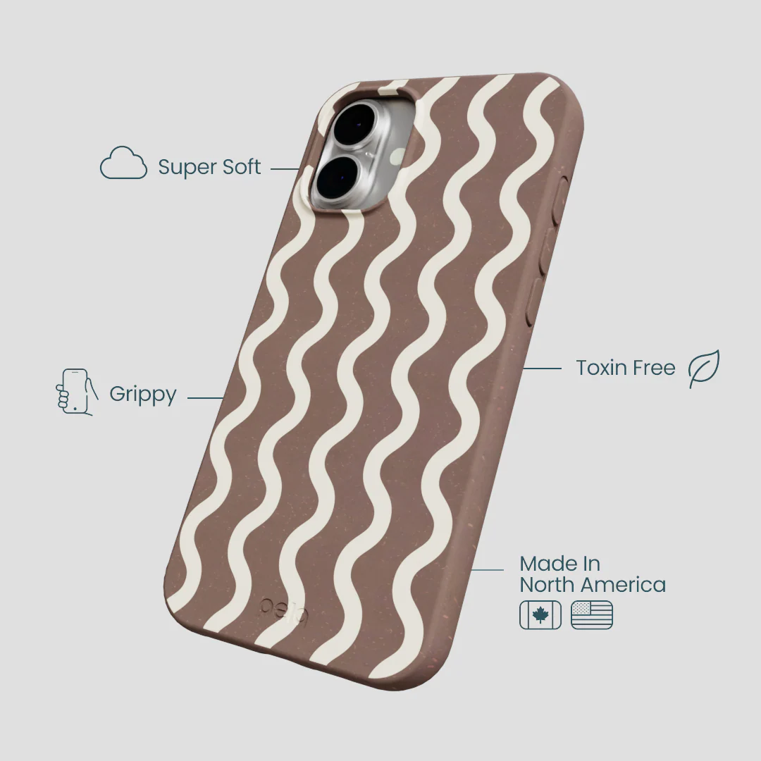 Chocolate Brown Latte Waves iPhone 16 Plus Case - Image 4