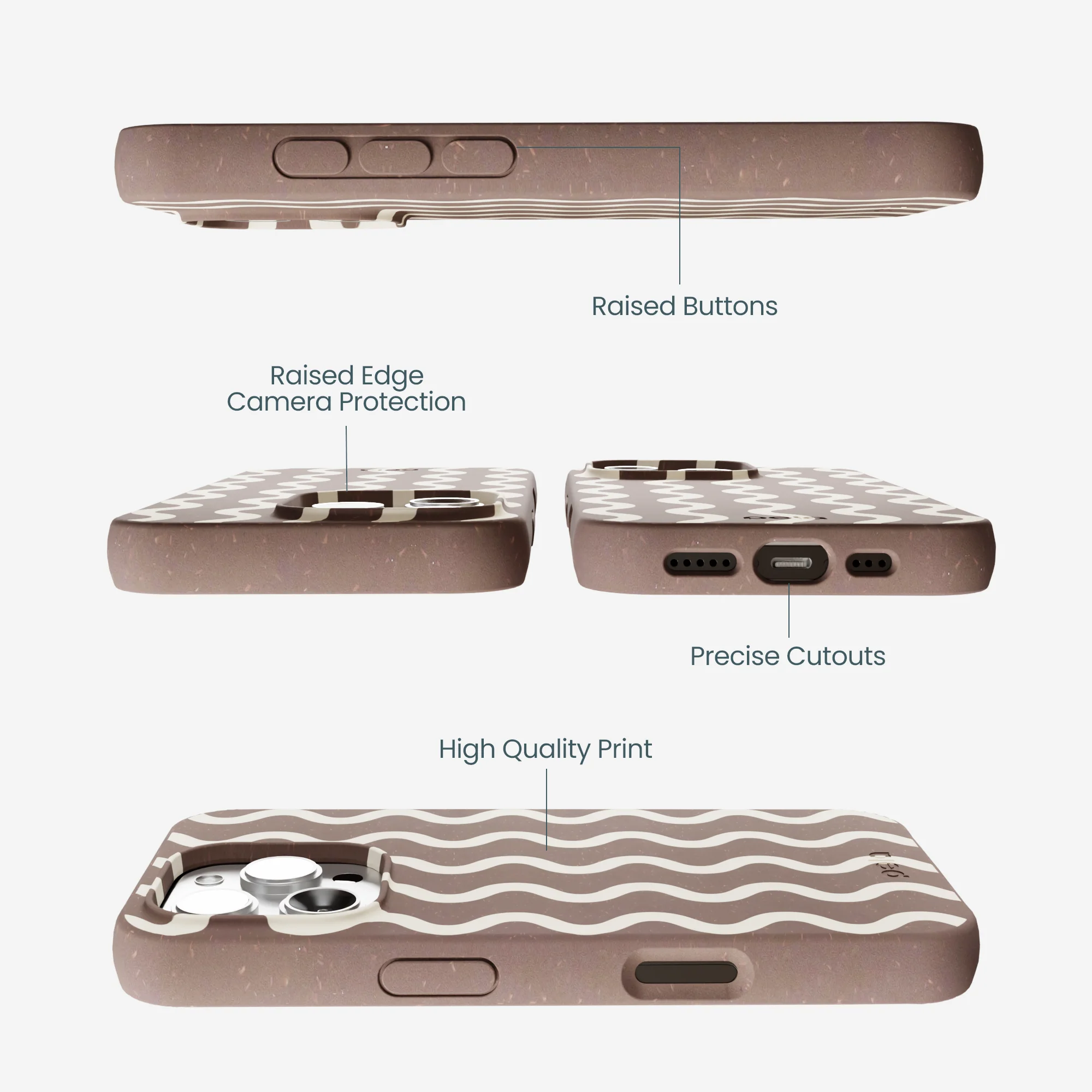 Chocolate Brown Latte Waves iPhone 16 Pro Max Case - Image 3