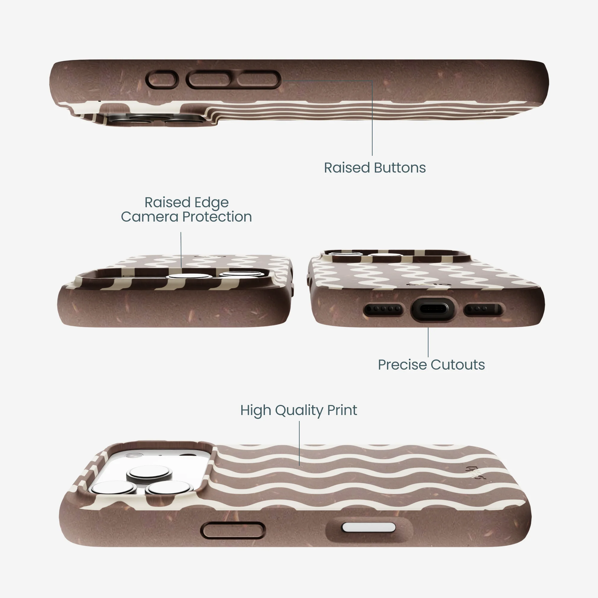 Chocolate Brown Latte Waves iPhone 17 Pro Case - Image 3