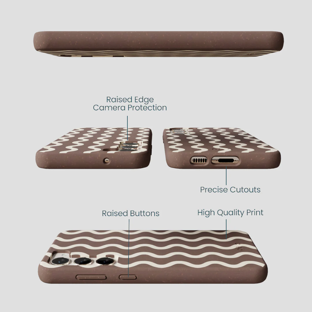 Chocolate Brown Latte Waves Samsung Galaxy S23+(Plus) Case - Image 3