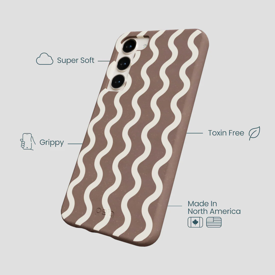 Chocolate Brown Latte Waves Samsung Galaxy S23+(Plus) Case - Image 4