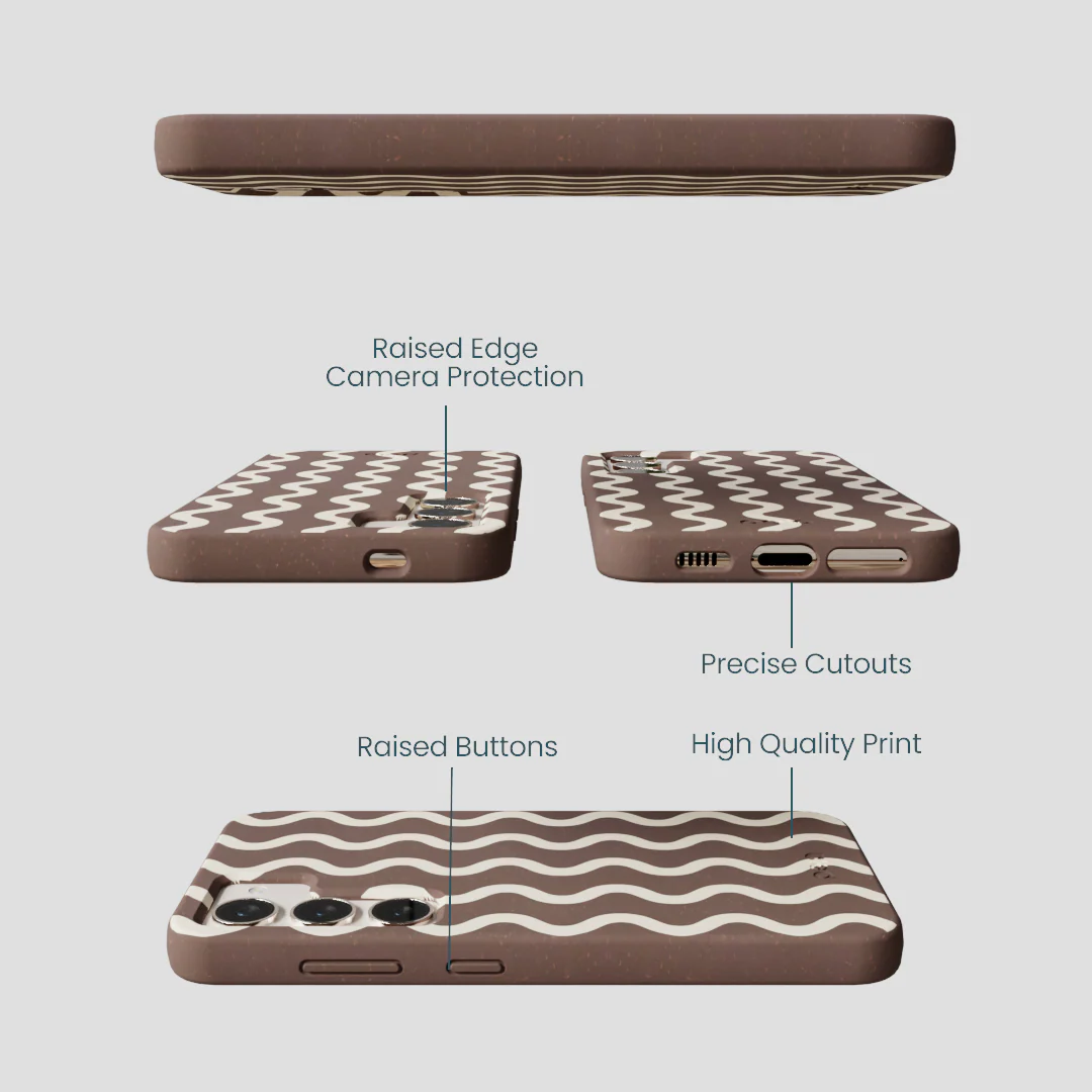 Chocolate Brown Latte Waves Samsung Galaxy S24 Case - Image 3