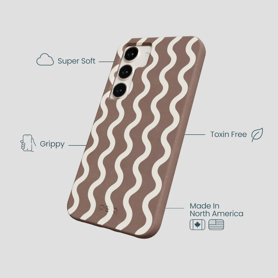Chocolate Brown Latte Waves Samsung Galaxy S24 Case - Image 4
