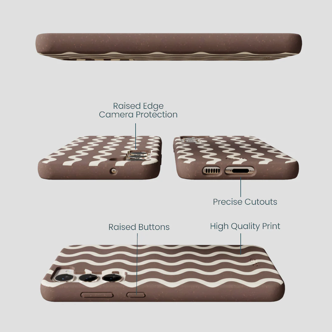 Chocolate Brown Latte Waves Samsung Galaxy S24+(Plus) Case - Image 3