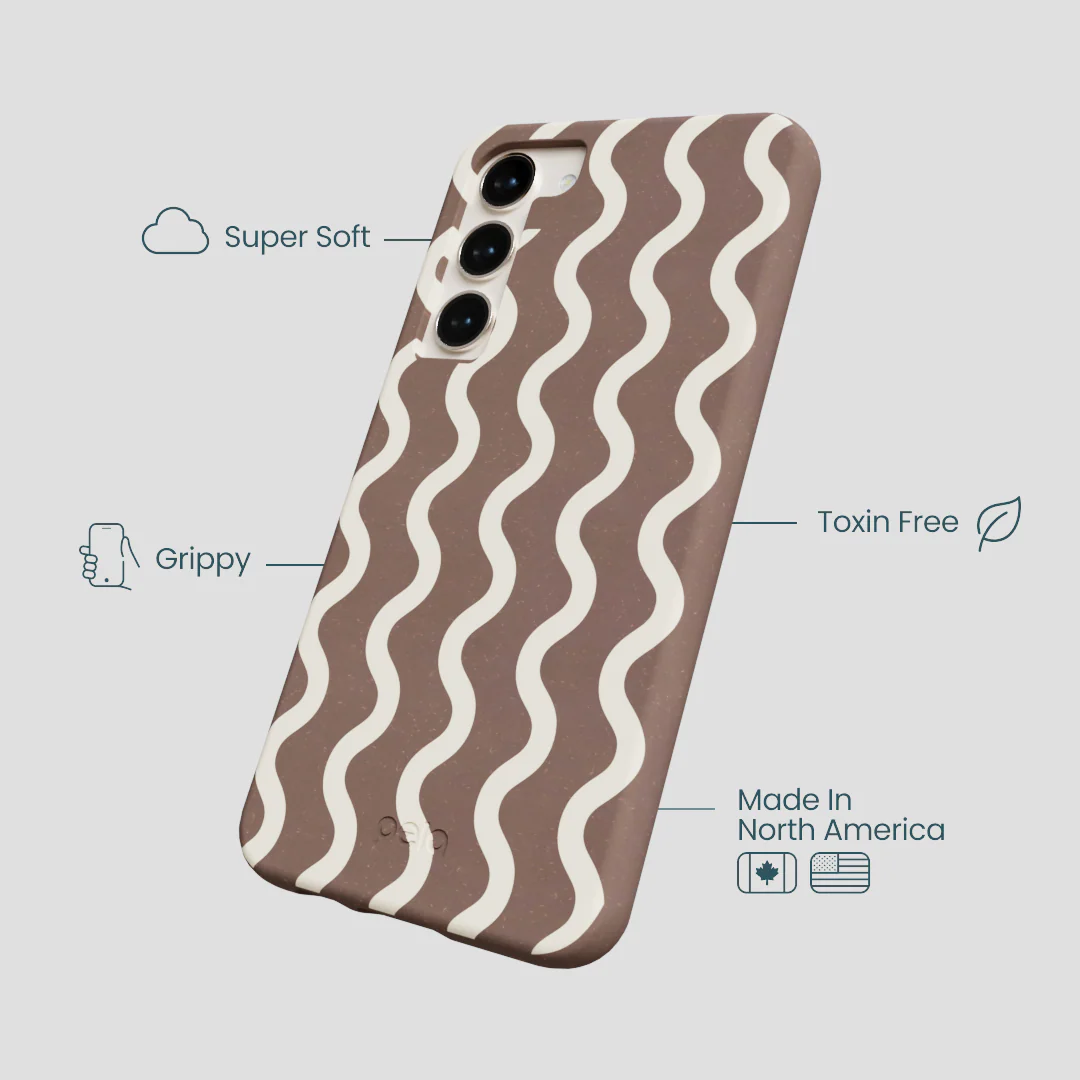 Chocolate Brown Latte Waves Samsung Galaxy S24+(Plus) Case - Image 4