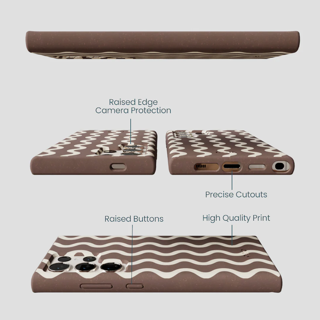 Chocolate Brown Latte Waves Samsung Galaxy S24 Ultra Case - Image 3