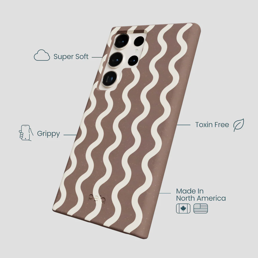Chocolate Brown Latte Waves Samsung Galaxy S24 Ultra Case - Image 4