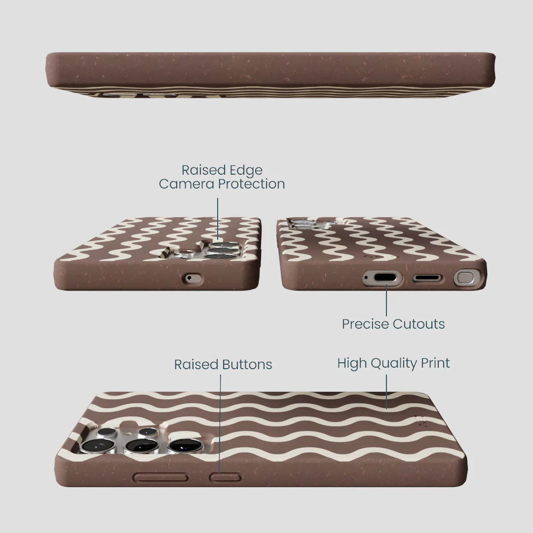 Chocolate Brown Latte Waves Samsung Galaxy S25 Ultra Case - Image 3