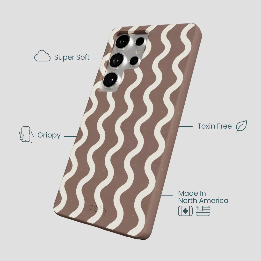 Chocolate Brown Latte Waves Samsung Galaxy S25 Ultra Case - Image 4