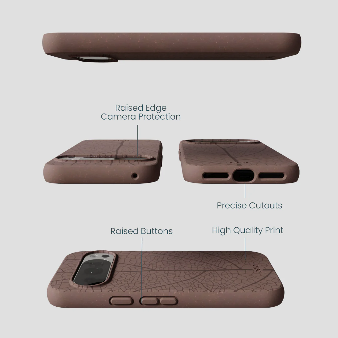 Chocolate Brown Leaf Veins Google Pixel 10/10 Pro Case - Image 3