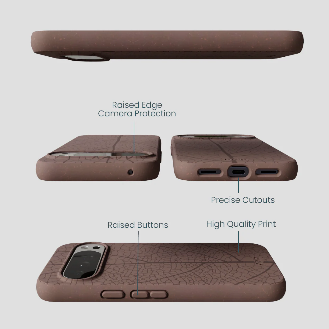 Chocolate Brown Leaf Veins Google Pixel 10 Pro XL Case - Image 3
