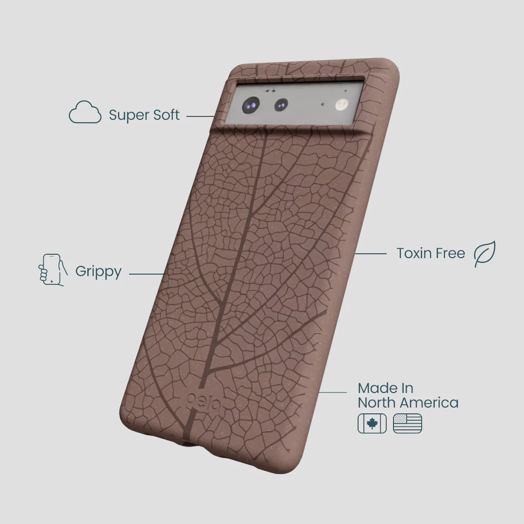 Chocolate Brown Leaf Veins Google Pixel 6a Case - Image 4
