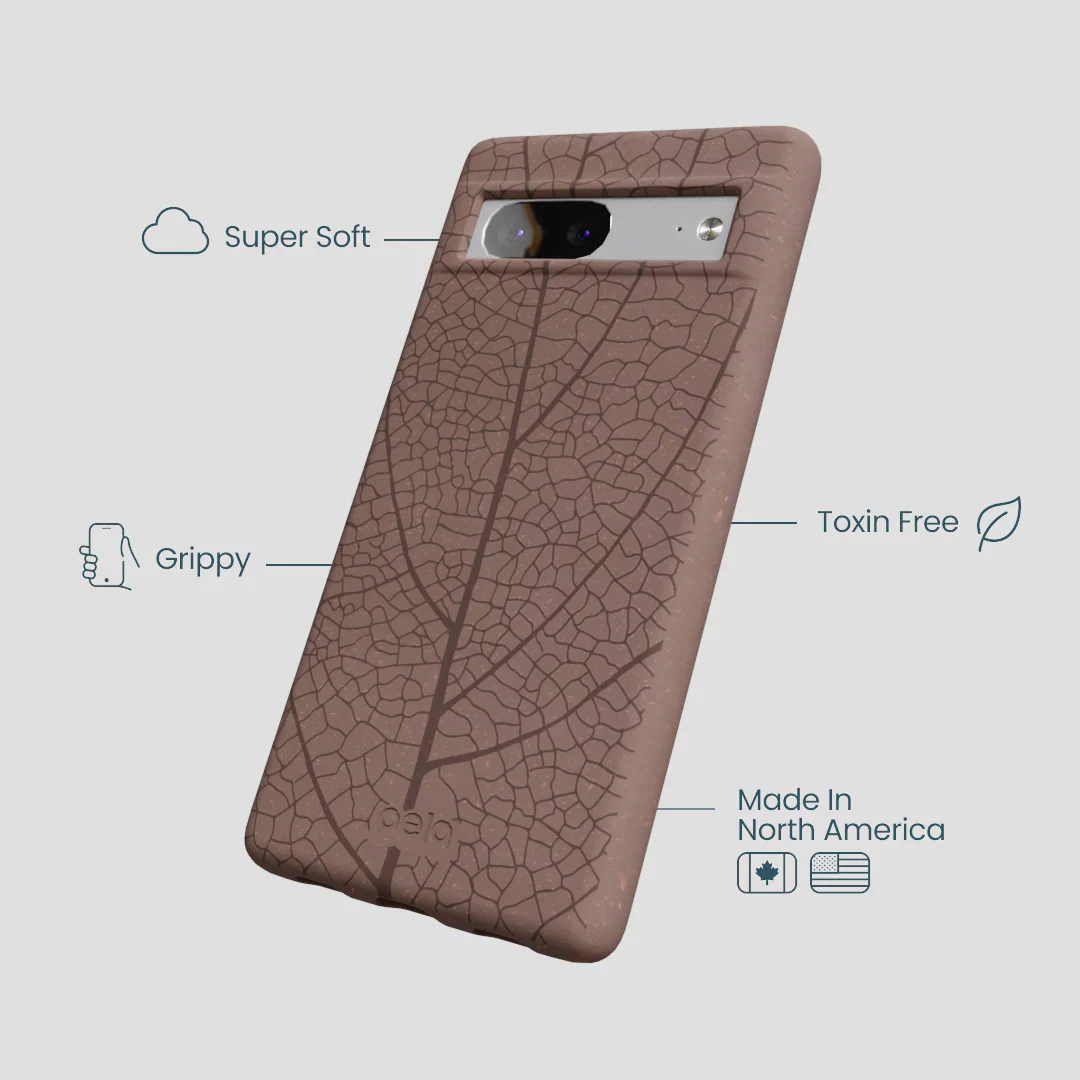 Chocolate Brown Leaf Veins Google Pixel 7a Case - Image 4