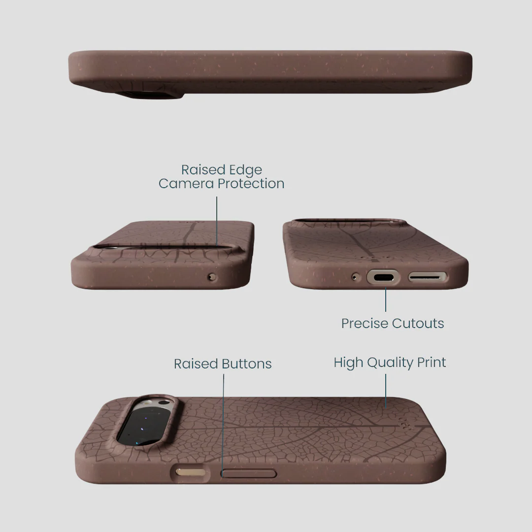 Chocolate Brown Leaf Veins Google Pixel 9/9 Pro Case - Image 3