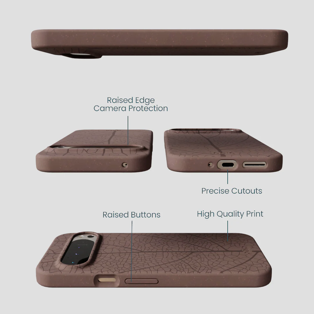 Chocolate Brown Leaf Veins Google Pixel 9 Pro XL Case - Image 3