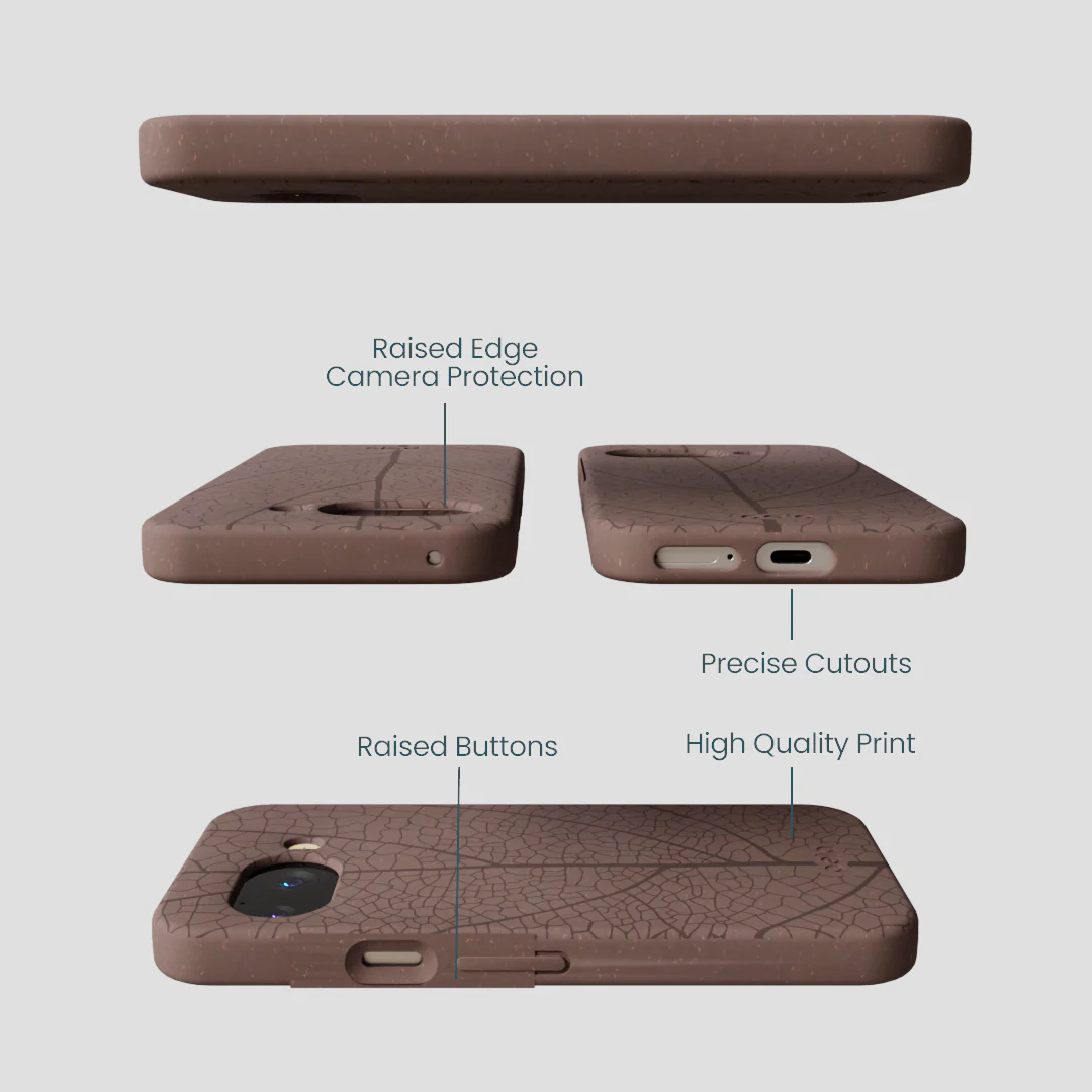 Chocolate Brown Leaf Veins Google Pixel 9a Case - Image 3