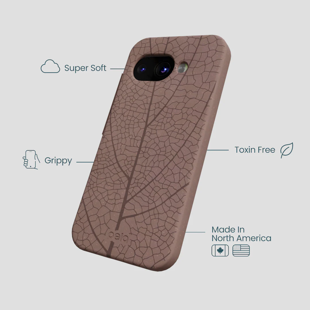 Chocolate Brown Leaf Veins Google Pixel 9a Case - Image 4