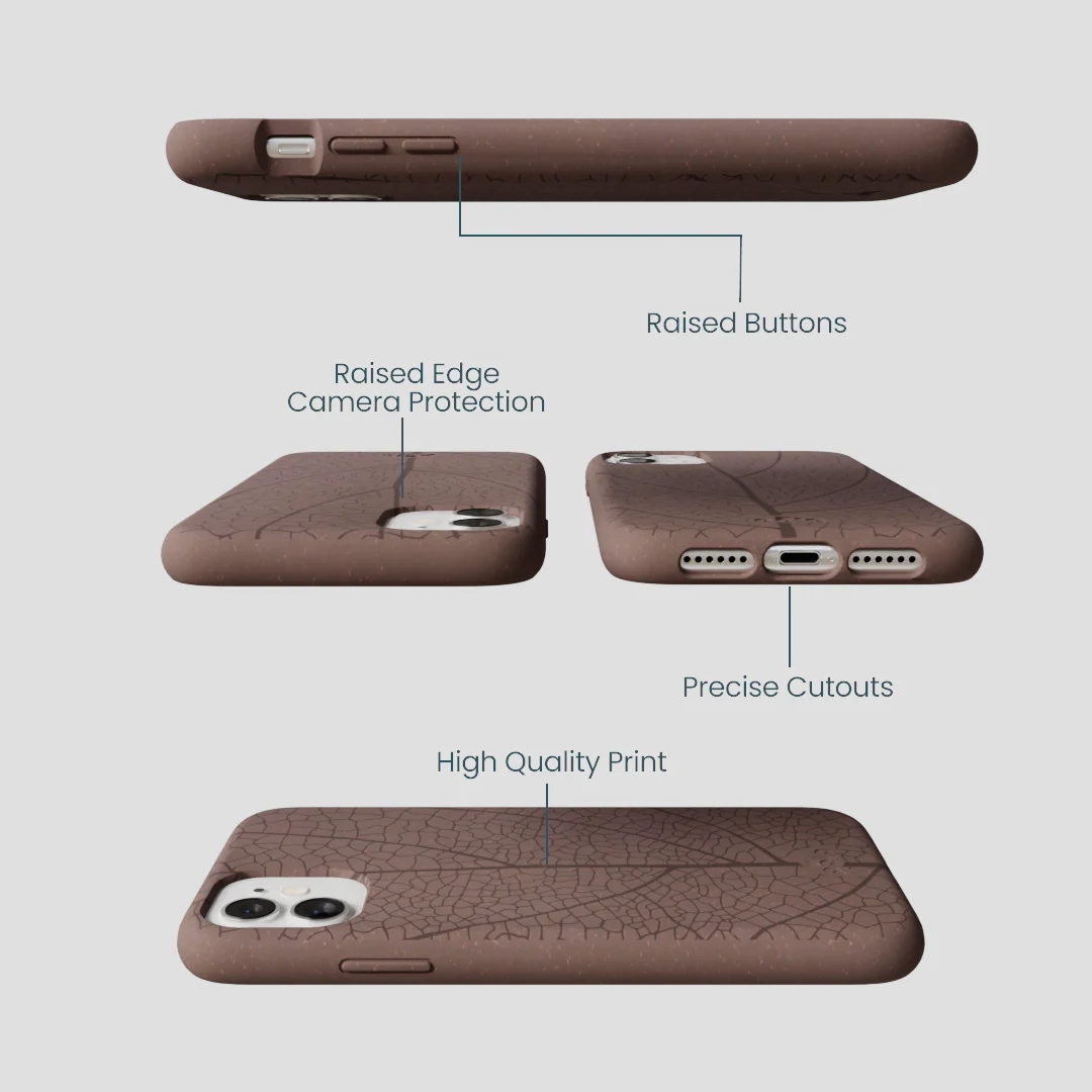 Chocolate Brown Leaf Veins iPhone 11 Case - Image 3