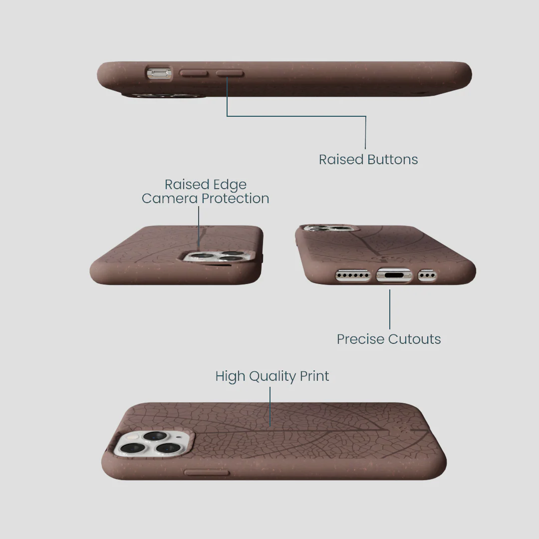 Chocolate Brown Leaf Veins iPhone 11 Pro Case - Image 3