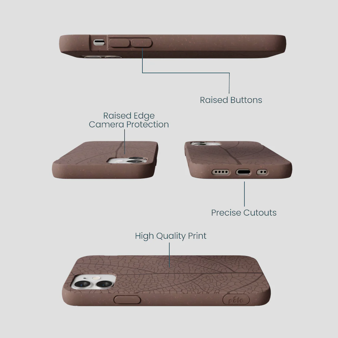 Chocolate Brown Leaf Veins iPhone 12 Mini Case - Image 3