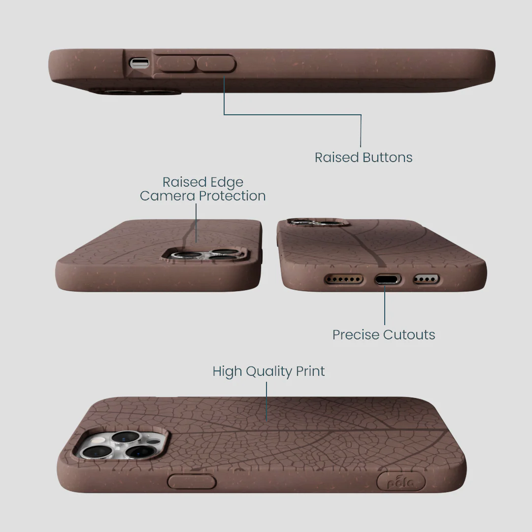 Chocolate Brown Leaf Veins iPhone 12 Pro Max Case - Image 3