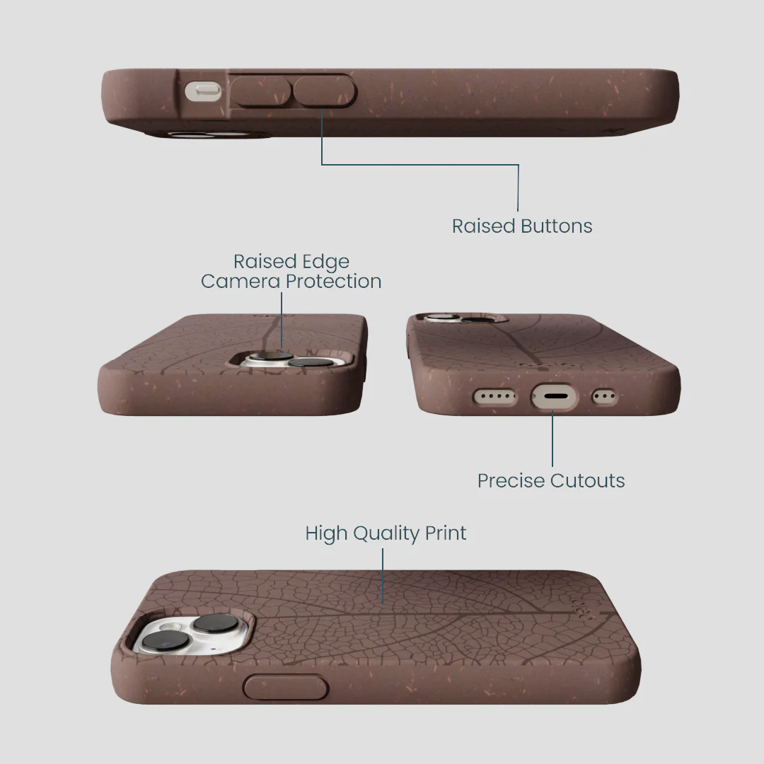 Chocolate Brown Leaf Veins iPhone 13 Case - Image 3