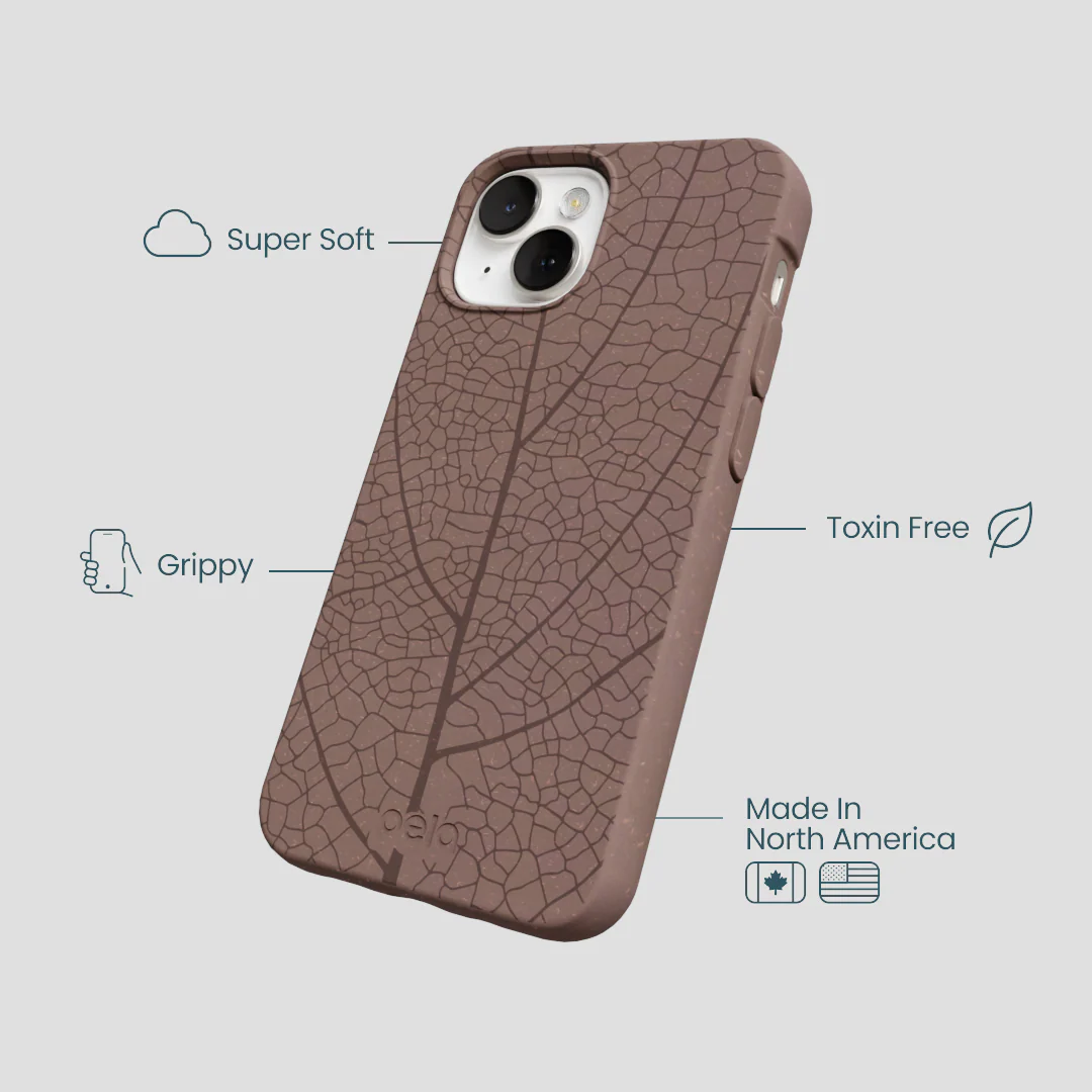 Chocolate Brown Leaf Veins iPhone 13 Case - Image 4