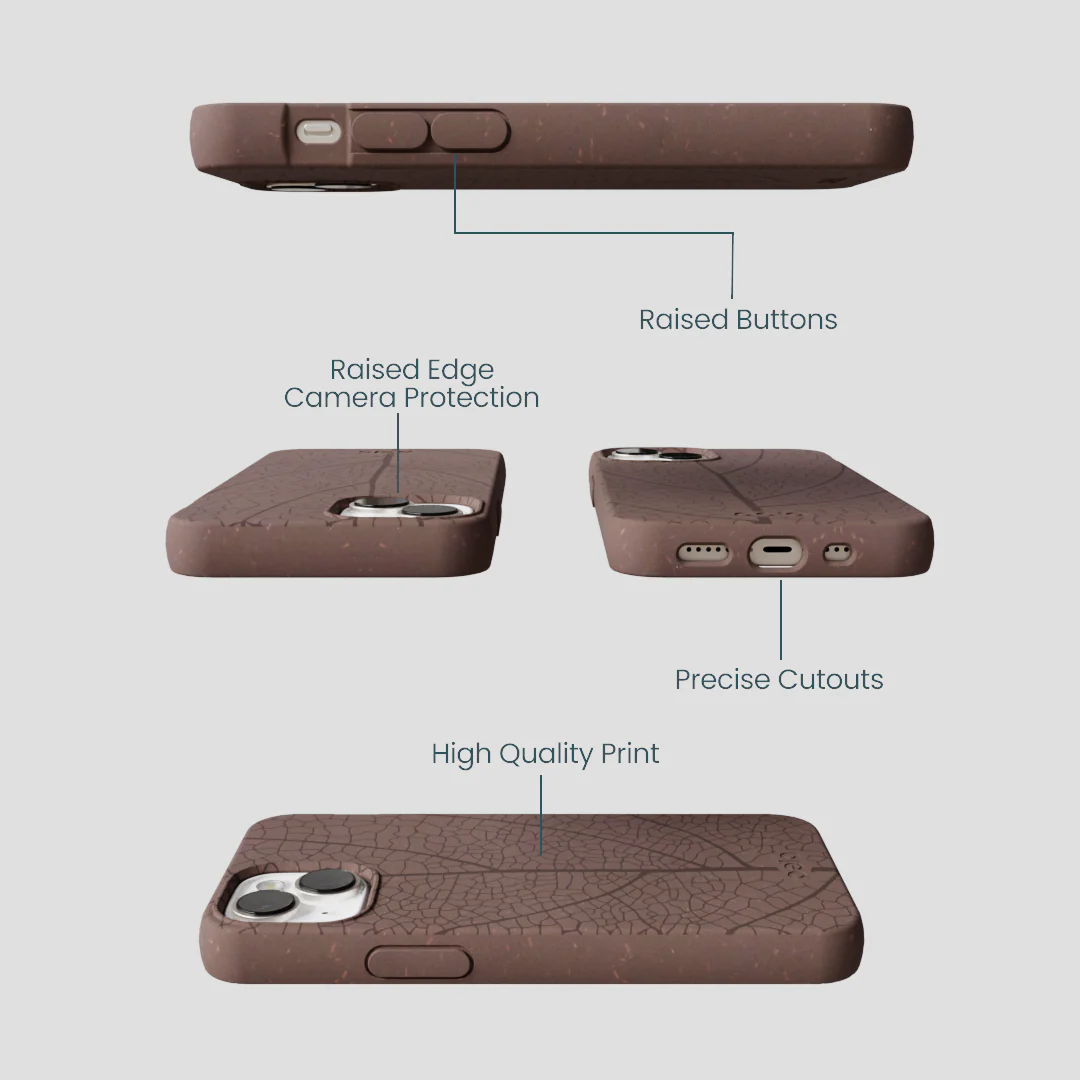 Chocolate Brown Leaf Veins iPhone 13 Mini Case - Image 3