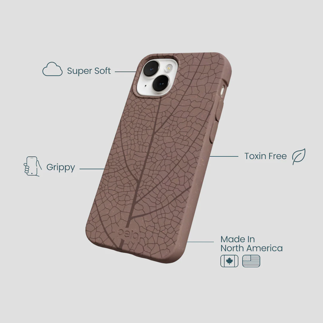 Chocolate Brown Leaf Veins iPhone 13 Mini Case - Image 4