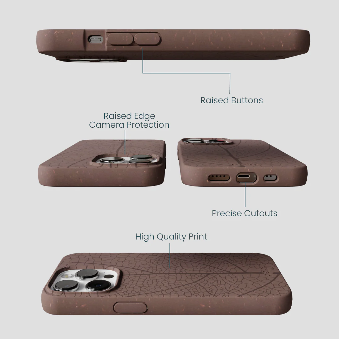 Chocolate Brown Leaf Veins iPhone 13 Pro Max Case - Image 3