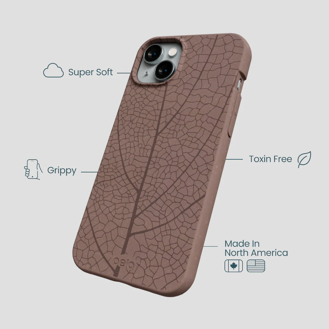 Chocolate Brown Leaf Veins iPhone 14 Plus Case - Image 4