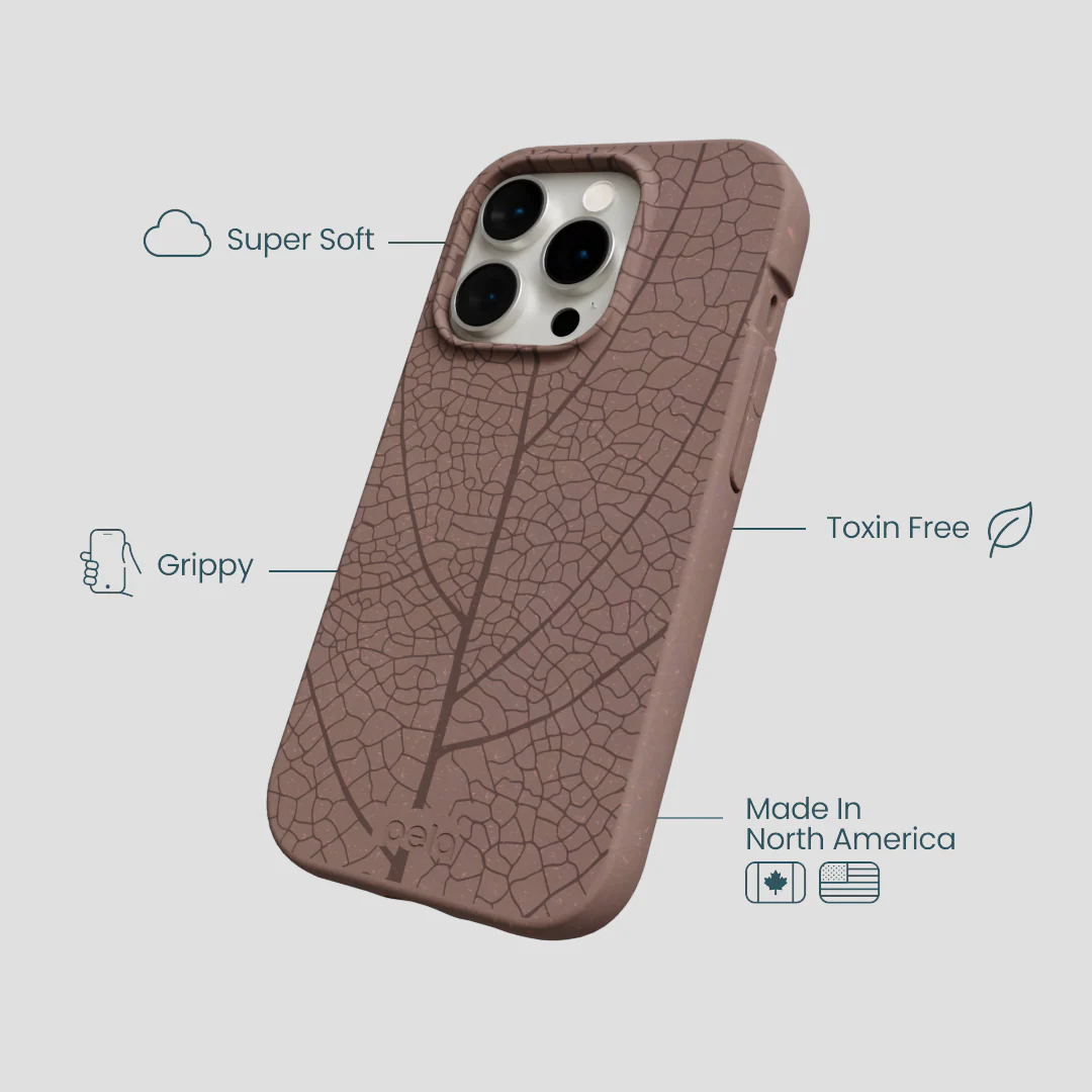 Chocolate Brown Leaf Veins iPhone 14 Pro Case - Image 4